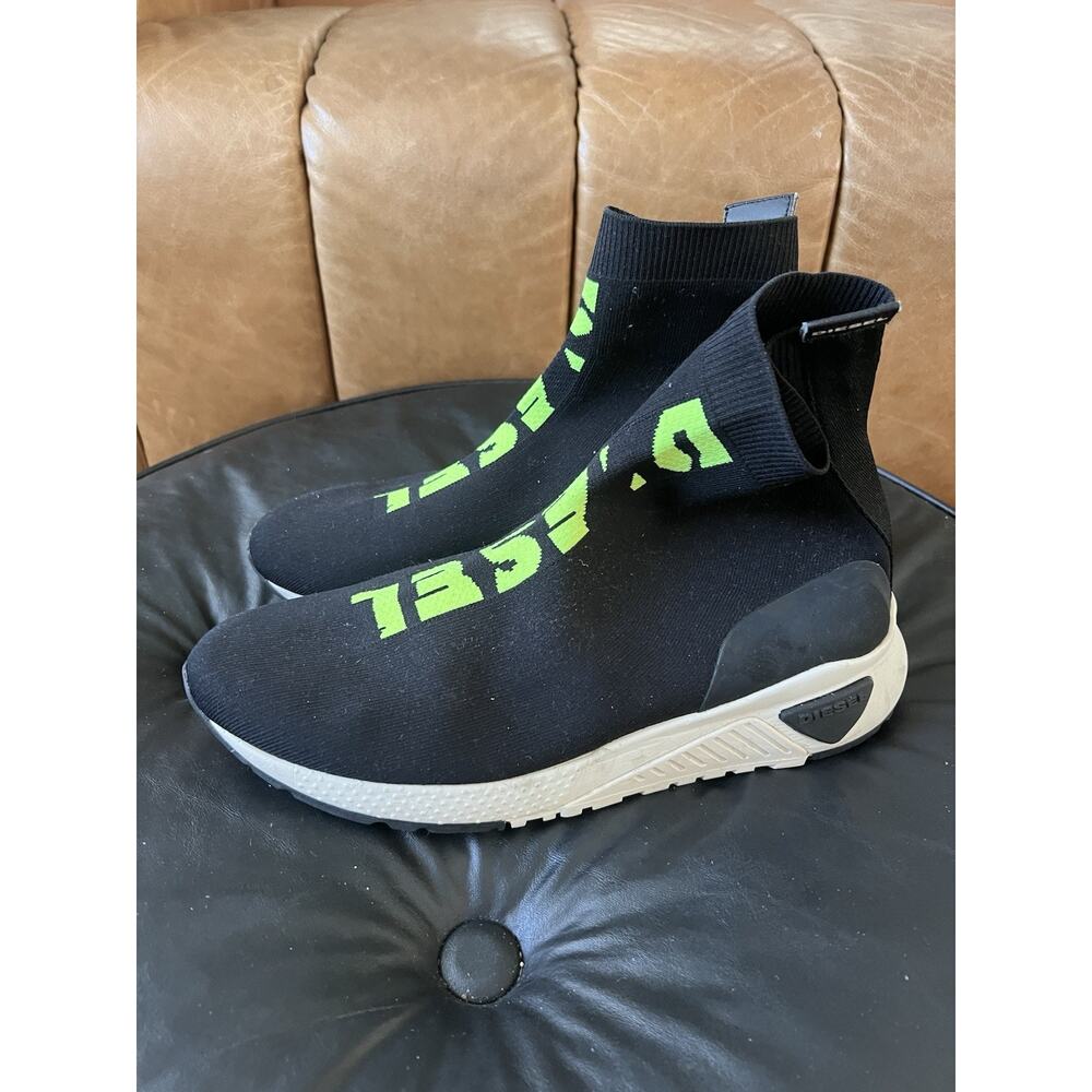 Genuine Diesel Men's H-padola mid Sock Sneaker Size 10.5 Black Green EUC